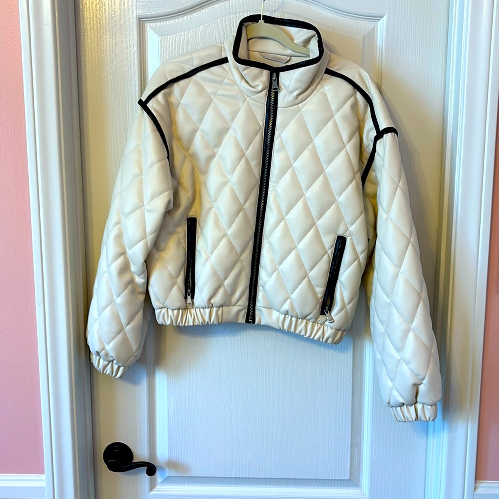 7 For All Mankind Quilted Faux Leather Jacket size L